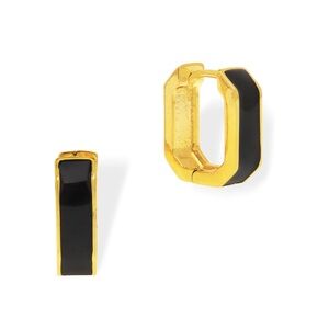 Mia Gold and Black Rectangular Hoop Earrings
